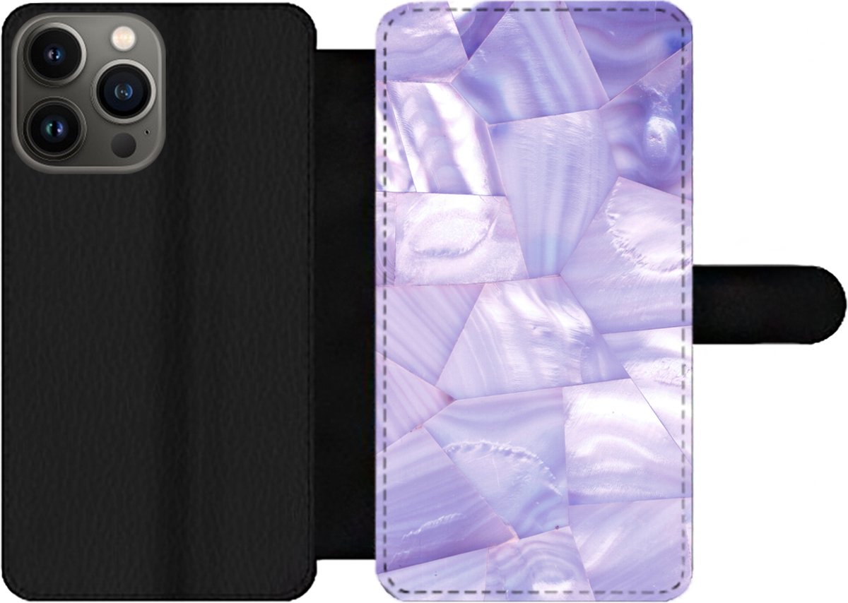 Telefoonhoesje Geschikt voor iPhone 13 Pro Max telefoonhoesje - Natuursteen - Patronen - Parelmoer - Met vakjes - Wallet case met magneetsluiting