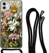 Telefoonkoord - Telefoonketting - Hoesje met koord Geschikt voor iPhone 11 - Orchidee - Haeckel - Kunst - Siliconen - Crossbody - Telefoonhoesje met koord