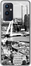 Geschikt voor OnePlus 9 Pro hoesje - Rotterdam - Skyline - Zwart - Wit - Siliconen Telefoonhoesje