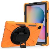 Case2go - Tablet Hoes geschikt voor Samsung Galaxy Tab S8 Plus - 12.4 Inch - Hand Strap Armor Case Met Pencil Houder - Oranje