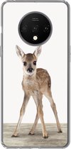Geschikt voor OnePlus 7T hoesje - Hert - Baby hert - Dieren - Meisjes - Jongens - Kinderen - Siliconen Telefoonhoesje