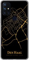 Geschikt voor OnePlus Nord N10 5G hoesje - Den Haag - Stadskaart - Black and gold - Siliconen Telefoonhoesje