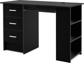 Labor™ Bureau Met Opslagruimte - Zwart - Hout - Computerdesk - Bureautafel - Extra Ruimte