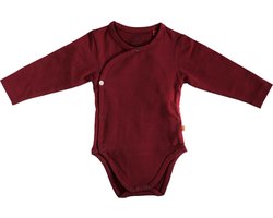 MXM Baby Romper- Omslag- Bordeaux- Katoen- Lange mouwen- Ronde hals- Maat 56