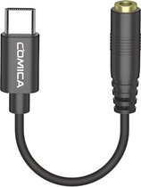 Comica USB-C naar mini-jack adapter voor microfoon en koptelefoon — Geschikt voor o.a. Samsung Galaxy S23 / S22, iPhone 15, Pixel 8, Smartphones/Telefoons — Aluminium Zwart