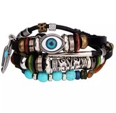 SALE - Herenarmband – Mannenarmband – Leer – Zwart – Oog - Valentijn - Cadeau voor hem - OP=OP