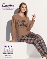 Caroline Pyjama Set voor Dames, Donker Bruin, Home Sleep Wear, Maat M, Hoge Kwaliteit