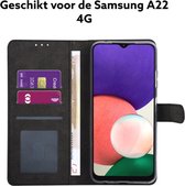 samsung galaxy A22 4G hoesje bookcase zwart-samsung a22 4g hoesje wallet black met kaart houder