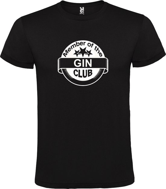 Zwart  T shirt met  " Member of the Gin club "print Wit size S
