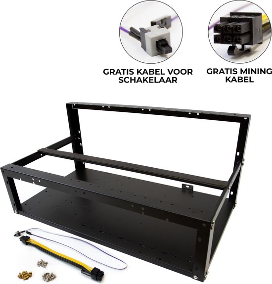 Mining Rig Frame 6 - 8 GPU grafische kaarten | open frame luchtkoeling | bitcoin crypto hardware