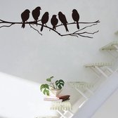 Muursticker vogels op boom tak zwart 26 x 85 cm - Slaapkamer sticker - Woonkamer sticker - Wand decoratie - 130