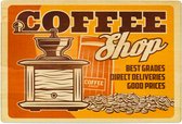 Spreukbord - Coffee Shop - Koffie - Hout - Vintage - Retro - Bord - Tekstbord - Wandbord - Wanddecoratie - Muurdecoratie - Cafe - Bar - Man - Cave