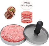 ProudProducts® - Hamburgerpers - Hamburgermaker - Incl. 100 Wax papiertjes - BBQ - RVS