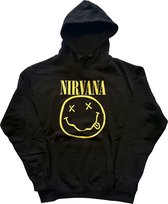 Nirvana - Yellow Happy Face Hoodie/trui - M - Zwart