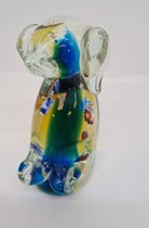 |Glassculptuur hondje - 10x8x5 - handgemaakt helder - multi kleur