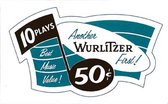 Sticker Jaren 50 Wurlitzers 'Another Wurlitzer First'