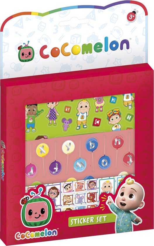 CoComelon stickers, 3 stickervellen met speelachtergrond - Bambolino Toys