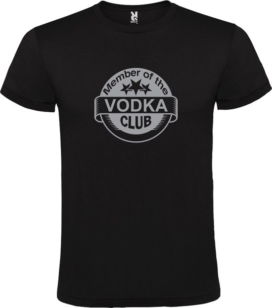 Zwart  T shirt met  " Member of the Vodka club "print Zilver size L