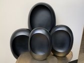 Kandelaar Store - Set Standing Eggs T-light 17x9x24cm + 20x10x28cm - Mat Zwart - Set van 2 stuks