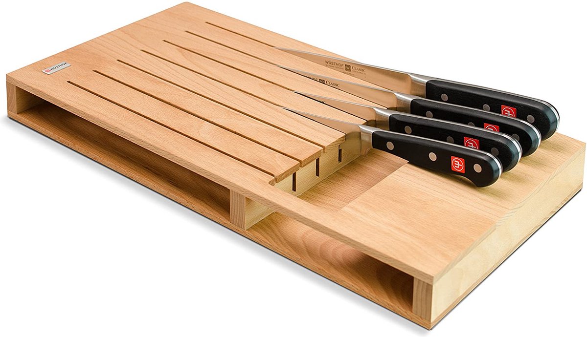 WUSTHOF - leeg messenblok voor lade - 7 plaatsen - Lade Messenblok - Messenhouder hout - Bruin