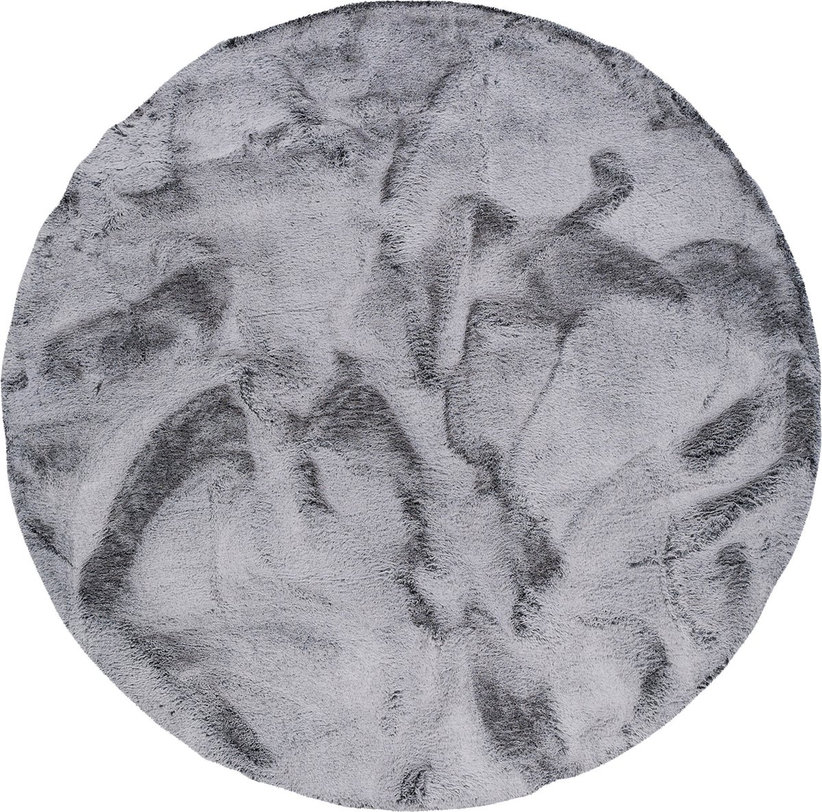 Pergamon Luxe Super Zachte Bont Vloerkleed Tapijt Plush Rond Grijs