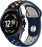 Strap-it Siliconen sport bandje - geschikt voor Fossil Gen 6 44mm / Gen 5 / Gen 5e 44mm - donkerblauw/kleurrijk