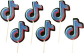 Taart Decoratie - TikTok - Logo - Cupcake Toppers - Taart - Prikkers - 12 stuks