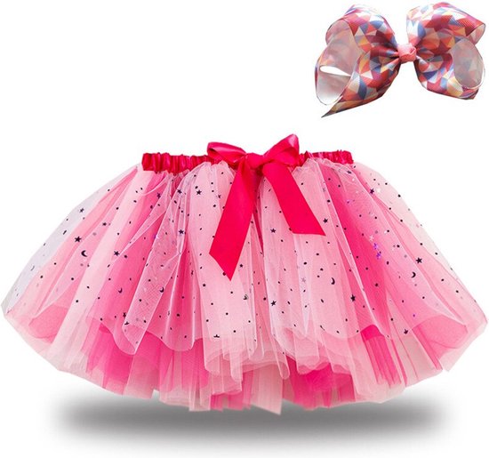 Roze meisjes tutu rok - tule meisjes rok - Pailletten Pink kleuren meisjes rok - maat 110-116-122-128 - L - meisjes rokje 5 tot 8 jaar