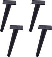 Meubelpoot zwart schuin set toelopende 4 stuks metalen poten voor meubels | bol.com