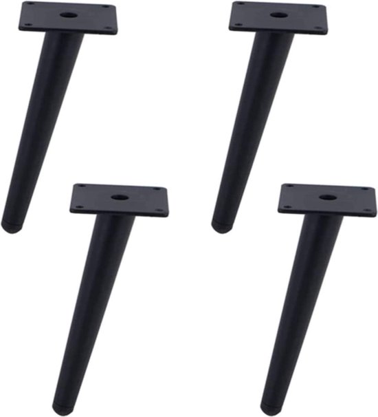 nauwelijks mot Geit Meubelpoot zwart schuin set toelopende 4 stuks metalen poten voor meubels  moderne... | bol.com