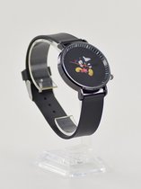 Horloge Mickey Mouse rennend- zwart + extra batterij + doosje