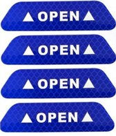 4x reflecterende open sticker - waarschuwing pas op open sticker - reflectie sticker open - blauw