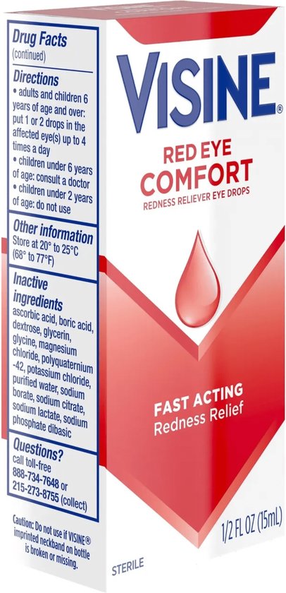 Visine Red Eye Comfort XL - Oogdruppels Tegen Super Rode Ogen & Geïrriteerde Ogen - 1x15ML ✉️ - Visine