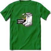 Fishing Boots - Vissen T-Shirt | Grappig Verjaardag Vis Hobby Cadeau Shirt | Dames - Heren - Unisex | Tshirt Hengelsport Kleding Kado - Donker Groen - L