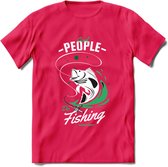 Cool People Do Fishing - Vissen T-Shirt | Groen | Grappig Verjaardag Vis Hobby Cadeau Shirt | Dames - Heren - Unisex | Tshirt Hengelsport Kleding Kado - Roze - XL