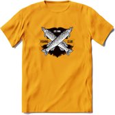 Fishing Club - Vissen T-Shirt | Grappig Verjaardag Vis Hobby Cadeau Shirt | Dames - Heren - Unisex | Tshirt Hengelsport Kleding Kado - Geel - L
