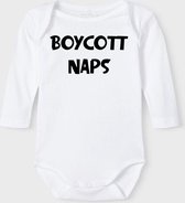 Baby Rompertje met tekst 'Boycott naps' |Lange mouw l | wit zwart | maat 50/56 | cadeau | Kraamcadeau | Kraamkado