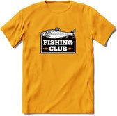 Fishing Club - Vissen T-Shirt | Grappig Verjaardag Vis Hobby Cadeau Shirt | Dames - Heren - Unisex | Tshirt Hengelsport Kleding Kado - Geel - S