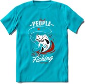 Cool People Do Fishing - Vissen T-Shirt | Rood | Grappig Verjaardag Vis Hobby Cadeau Shirt | Dames - Heren - Unisex | Tshirt Hengelsport Kleding Kado - Blauw - M