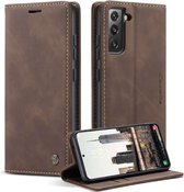 Caseme - Samsung Galaxy S22 - Retro Wallet Hoesje - Coffee