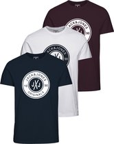 JACK&JONES JUNIOR JJTOM TEE SS O-NECK  3PK MP JNR Jongens T-shirt  - Maat 128