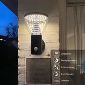 Solar wandlamp buiten 'Spiez' - Buitenlamp met sensor - Tuinverlichting met sensor - Met bewegingssensor - RVS - Tuinverlichting op zonne-energie - Zwart