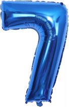 cijfer ballon - 7 Jaar - folie ballon- 80 cm- Blauw