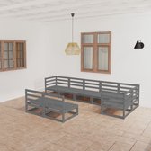 8-delige Loungeset massief grenenhout grijs