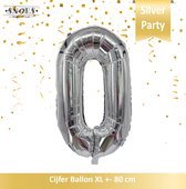 Cijfer Folie Ballon 0 Jaar Zilver/Silver * Hoera 0 Jaar Snoes * 80 cm Verjaardag Nummer Ballon Zilver * Snoes * Verjaardag Versiering * Kinderfeestje * Zilver * Hoera 0 Jaar