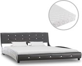 vidaXL Bed met matras kunstleer grijs 160x200 cm