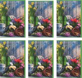 MGPcards - 6x dubbele wenskaart met envelop - Blanco - Bloemen - 11,5 x 17 cm