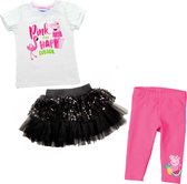 Peppa Pig set - 3-delig - tule rokje +  t-shirt + 3/4 legging - wit/roze/zwart - maat 98/104