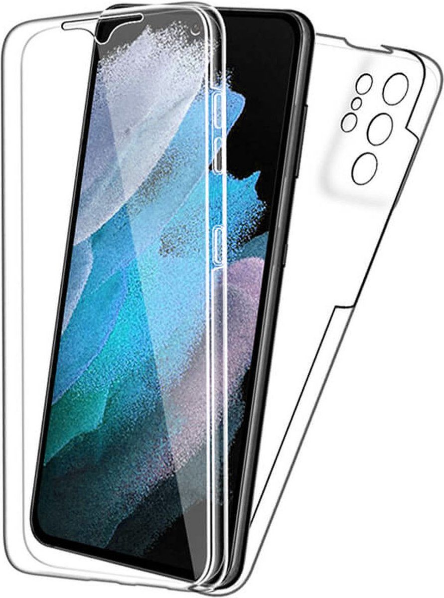 Samsung S22 Ultra Hoesje en Screenprotector in 1 - Samsung Galaxy S22 Ultra Case 360 graden Transparant