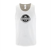 Witte Tanktop sportshirt met "Member of the Shooters club" Print Zwart Size XL